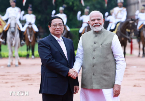 Thủ tướng Ấn Độ - Narendra Modi chủ trì lễ đón Thủ tướng Phạm Minh Chính