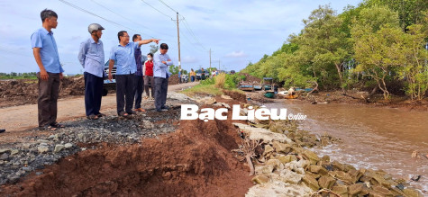 Công bố tình huống khẩn cấp sạt lở đê biển Đông thuộc TP. Bạc Liêu