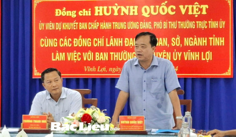 Phó Bí thư Thường trực Tỉnh ủy - Huỳnh Quốc Việt: Huyện Vĩnh Lợi cần hướng đến nông nghiệp xanh gắn với kinh tế nông nghiệp
