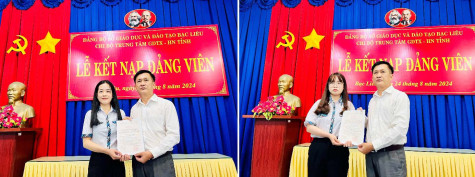 Chi bộ Trung tâm GDTX - HN tỉnh: Kết nạp 2 đảng viên là học viên ưu tú