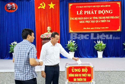 Huyện Hòa Bình phát động ủng hộ Nhân dân các tỉnh, thành phía Bắc khắc phục thiên tai