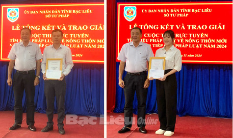 Trao giải Cuộc thi trực tuyến Tìm hiểu pháp luật về nông thôn mới và chuẩn tiếp cận pháp luật năm 2024