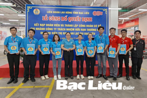Thành lập Công đoàn cơ sở Siêu thị Big C An Lạc tại Bạc Liêu