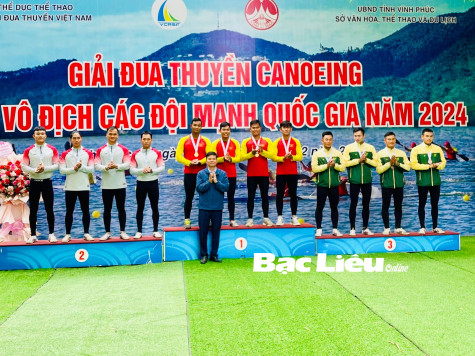 Bạc Liêu đoạt 9 huy chương tại Giải đua thuyền Canoeing vô địch các đội mạnh quốc gia