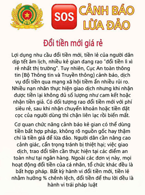 Cảnh báo nhiều rủi ro khi đổi tiền mới dịp cận Tết