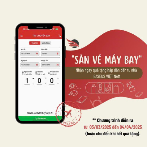 Săn Vé Máy Bay – Nhận Ngay Phụ Kiện Công Nghệ Cao Cấp Baseus