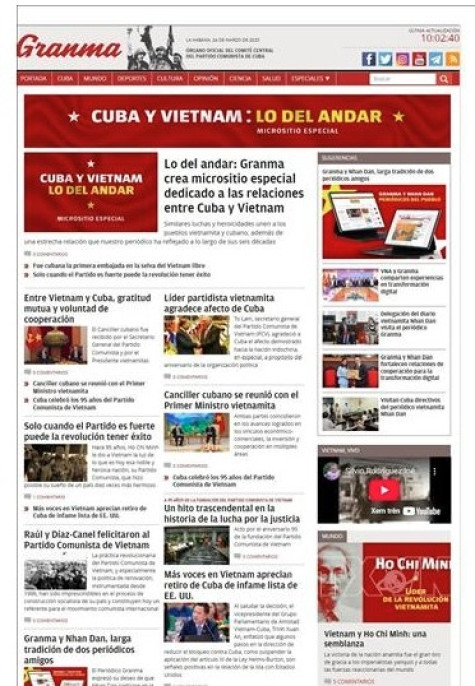 Báo Granma ra mắt chuyên trang đặc biệt kỷ niệm 65 năm quan hệ hữu nghị Việt Nam - Cuba