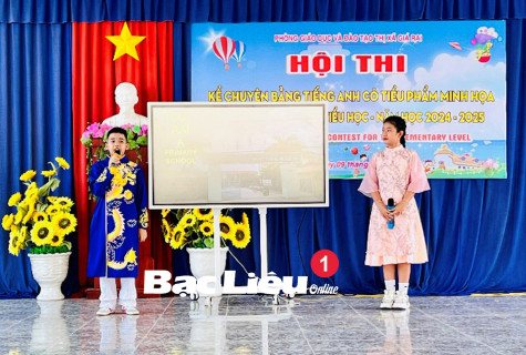 Phòng GD-ĐT TX. Giá Rai: Sôi nổi Hội thi Kể chuyện bằng tiếng Anh có tiểu phẩm minh họa, năm học 2024 - 2025