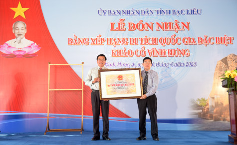 Di tích khảo cổ Vĩnh Hưng nhận Bằng xếp hạng Di tích quốc gia đặc biệt