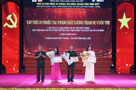 Báo và Đài Phát thanh - Truyền hình Bạc Liêu được khen thưởng tại Cuộc thi viết “Bảo vệ nền tảng tư tưởng của Đảng trong tình hình mới” lần thứ 4