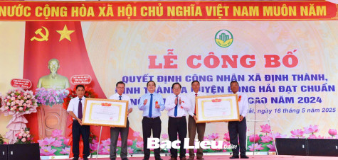 Xã Định Thành và Định Thành A đạt chuẩn nông thôn mới nâng cao