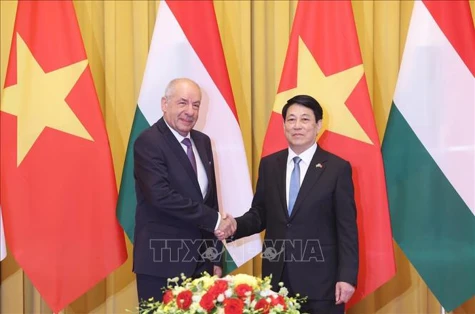 Chủ tịch nước Lương Cường hội đàm với Tổng thống Hungary