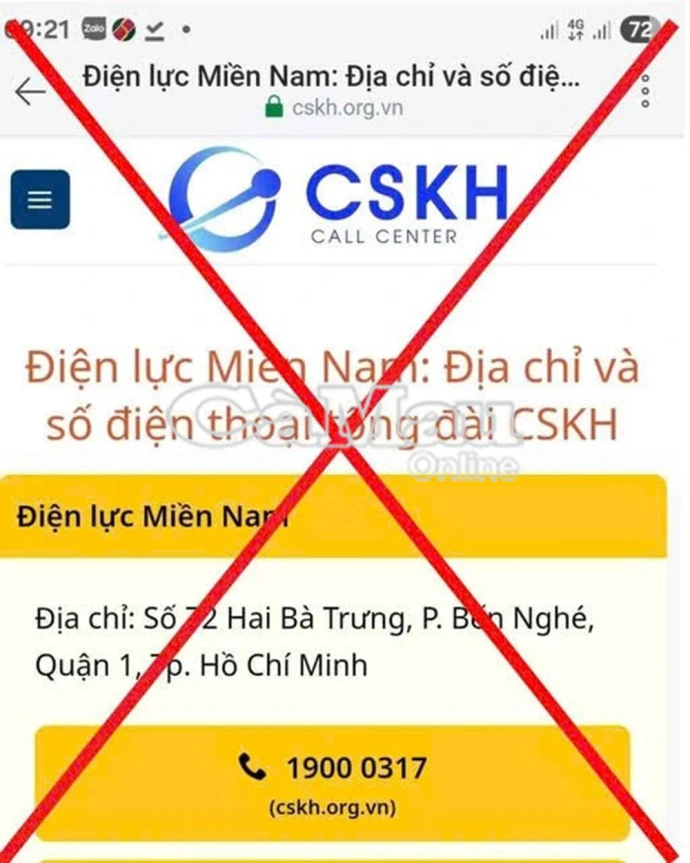 Lại xuất hiện trang web giả mạo ngành điện