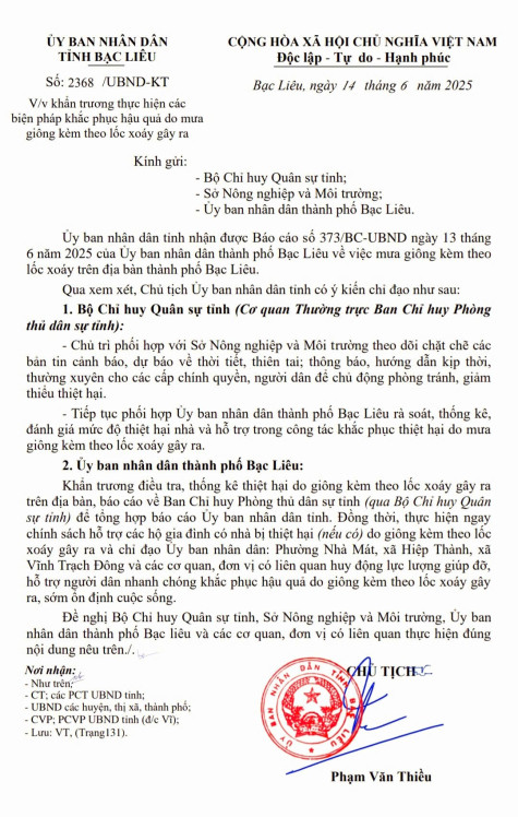 Khẩn trương khắc phục hậu quả do mưa giông kèm theo lốc xoáy gây ra