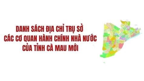 Danh sách địa chỉ trụ sở các cơ quan hành chính nhà nước của tỉnh Cà Mau mới