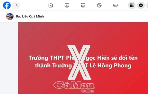 Thông tin đổi tên Trường THPT Phan Ngọc Hiển là sai sự thật