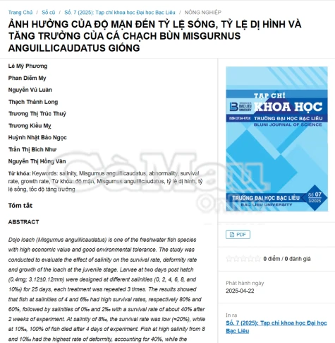Tỉnh Cà Mau có Tạp chí Khoa học được Hội đồng Giáo sư Nhà nước công nhận tính điểm