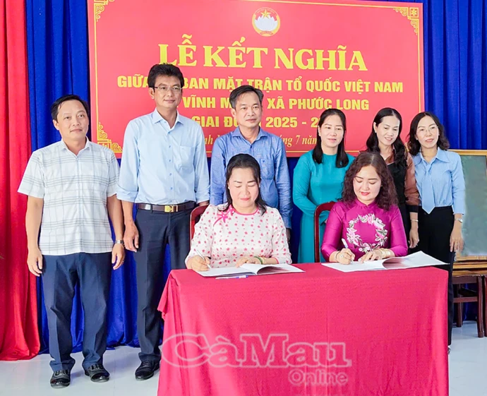 Uỷ ban MTTQ Việt Nam hai xã Vĩnh Mỹ và Phước Long kết nghĩa