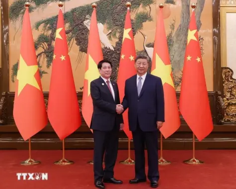 Chủ tịch nước Lương Cường hội đàm với Tổng Bí thư, Chủ tịch nước Trung Quốc Tập Cận Bình