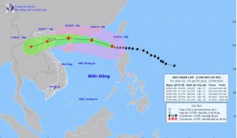 Siêu bão số 9 Ragasa giật trên cấp 17, cách bán đảo Lôi Châu (Trung Quốc) khoảng 860km