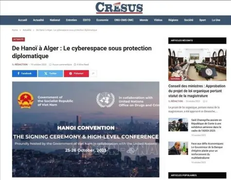 Truyền thông Algeria đánh giá dấu mốc lịch sử khẳng định vai trò của Việt Nam trong an ninh mạng toàn cầu