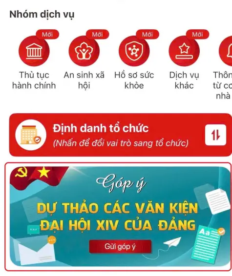 Hướng dẫn góp ý các dự thảo văn kiện trình Đại hội XIV của Đảng trên ứng dụng VNeID