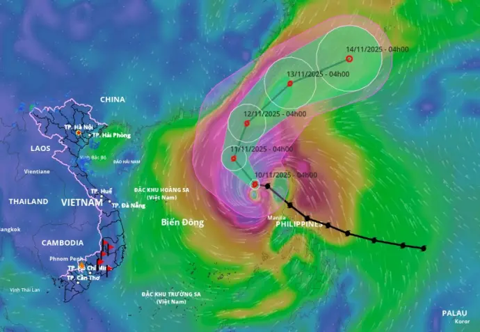 Bão Fung Wong vào Biển Đông, giảm còn cấp 13