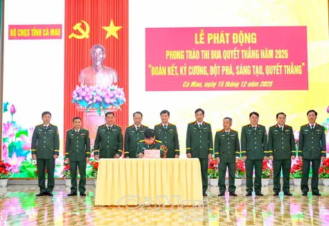 Bộ CHQS tỉnh Cà Mau phát động phong trào thi đua Quyết thắng năm 2026