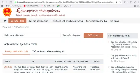 Ngân hàng Nhà nước đưa thêm 32 thủ tục hành chính lên trực tuyến