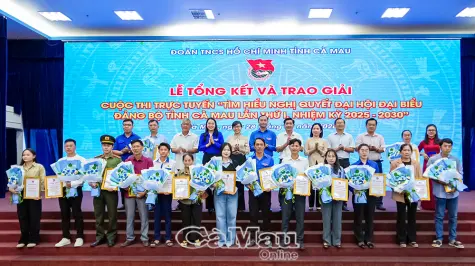 Trao giải Cuộc thi trực tuyến tìm hiểu Nghị quyết Đại hội Đảng bộ tỉnh Cà Mau