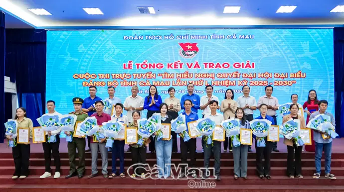 Trao giải Cuộc thi trực tuyến tìm hiểu Nghị quyết Đại hội Đảng bộ tỉnh Cà Mau