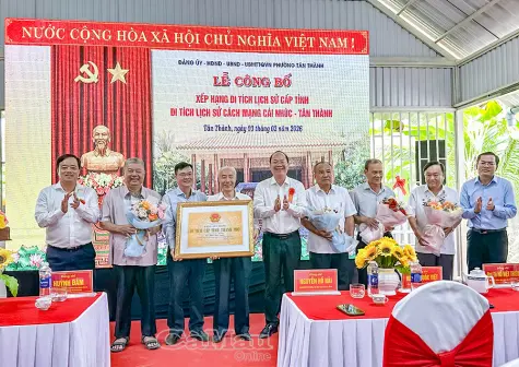 Di tích Lịch sử cách mạng Cái Nhúc - Tân Thành đón nhận Bằng xếp hạng cấp tỉnh