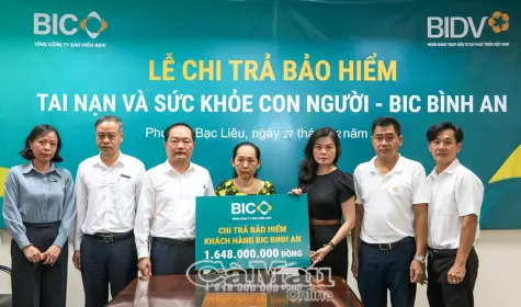 BIC Miền Tây chi trả hơn 1,6 tỷ đồng bảo hiểm cho khách hàng tại Cà Mau