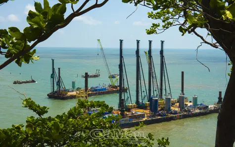 Trên công trường cầu vượt biển và Cảng tổng hợp lưỡng dụng Hòn Khoai