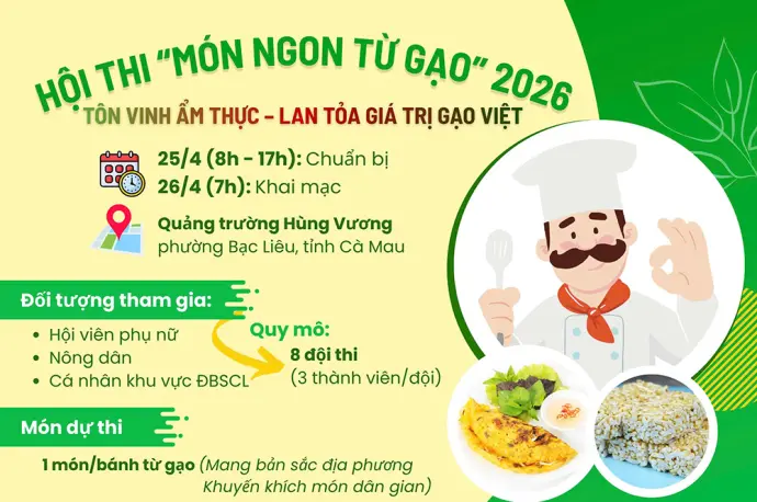 Hội thi "Món ngon từ gạo" 2026