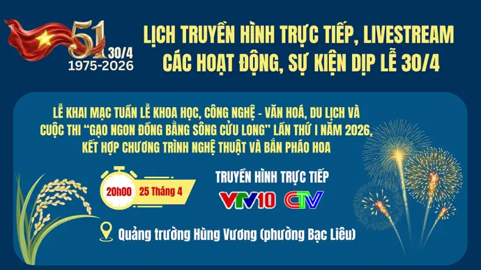 Lịch truyền hình trực tiếp, livestream các hoạt động, sự kiện dịp lễ 30/4