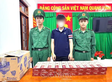 Đồn Biên phòng Tân Tiến phát hiện, thu giữ 200 bao thuốc lá không rõ nguồn gốc