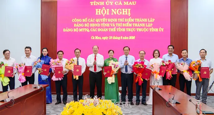 Thành lập 2 đảng bộ trực thuộc Tỉnh uỷ Cà Mau