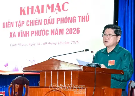Xã Vĩnh Phước khai mạc diễn tập chiến đấu phòng thủ năm 2026