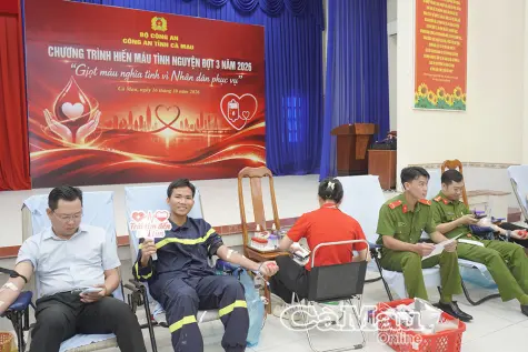 Công an tỉnh Cà Mau tổ chức hiến máu tình nguyện đợt 3 năm 2026