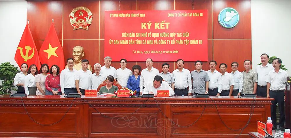 Cà Mau và Tập đoàn TH ký kết biên bản ghi nhớ về định hướng hợp tác