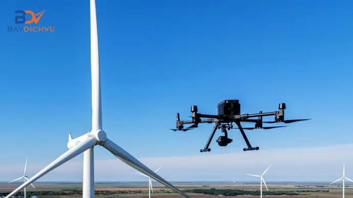 Ứng dụng DRONE trong khảo sát điện gió, cột viễn thông, đường dây và cột điện